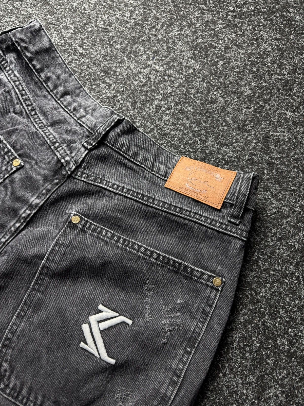 Karl Kani Vintage Karl Kani Carpenter SK8 00s Denim Jeans Black 90s Size US 31 - 19 Thumbnail