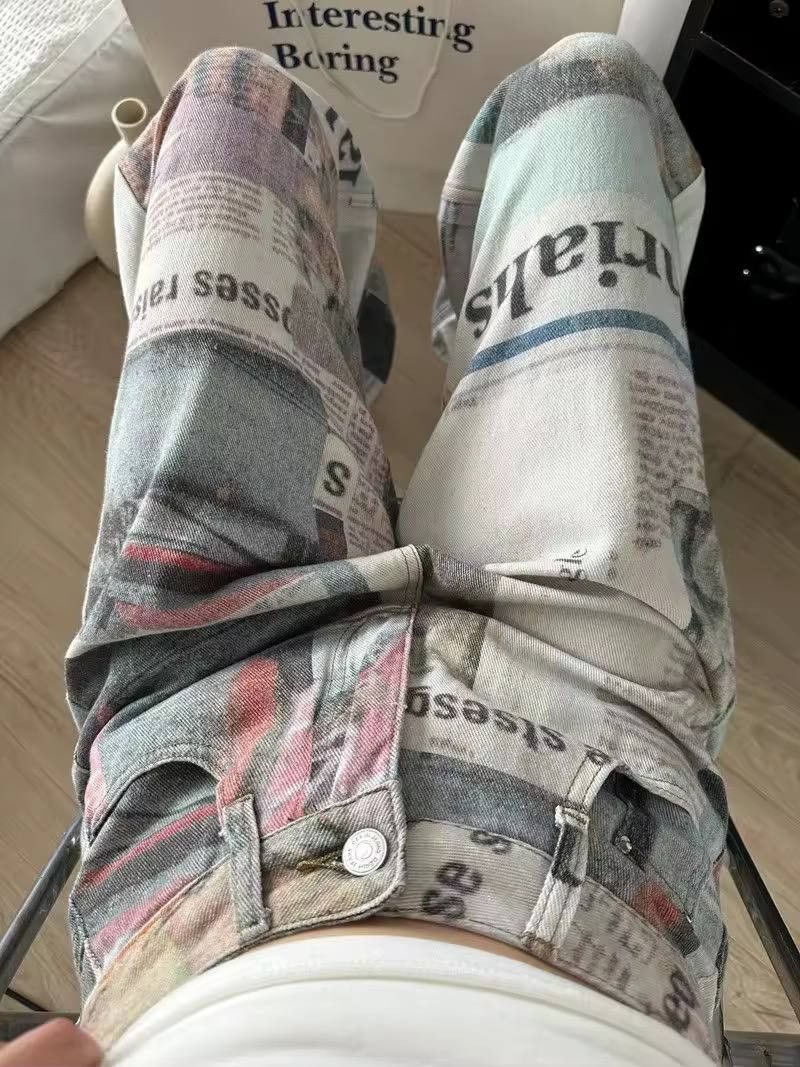 Japanese Brand × Vintage loose, newspaper-style jeans Size US 34 / EU 50 - 5 Thumbnail