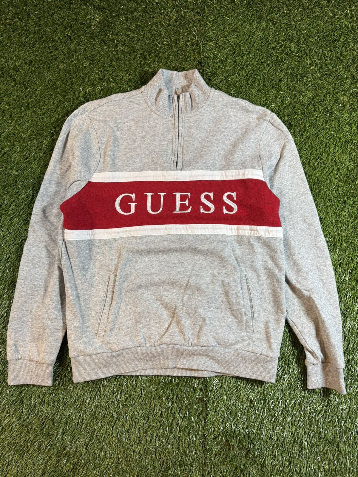 Guess Vintage Y2k Guess Essential Quarter Zip Spell Out Jacket Size US M / EU 48-50 / 2 - 1 Thumbnail