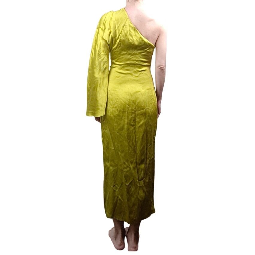 Zara Zara One Shoulder Midi Dress Womens XS Chartreuse Green Size XS / US 0-2 / IT 36-38 - 2 Thumbnail