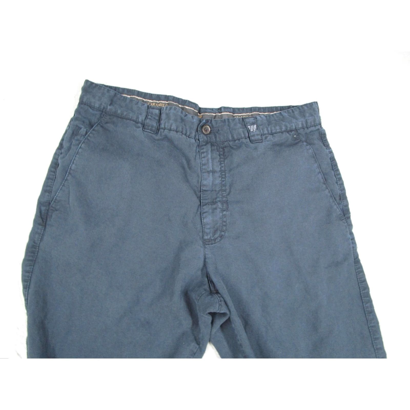 Vintage VINTAGE Caramelo Pants Mens 44 Navy Blue Linen Lyocell Chino Flat Front Casual 32x34 Mens Pants Size US 44 / EU 60 - 2 Thumbnail