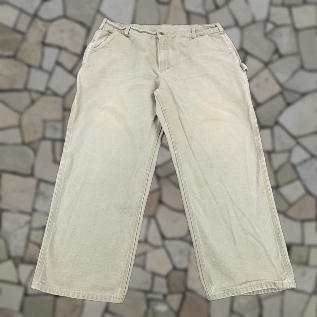 Carhartt VINTAGE Carhartt Pants Men 42x30 Workwear Canvas Carpenter Beige Casual Style Size US 39 - 1 Thumbnail