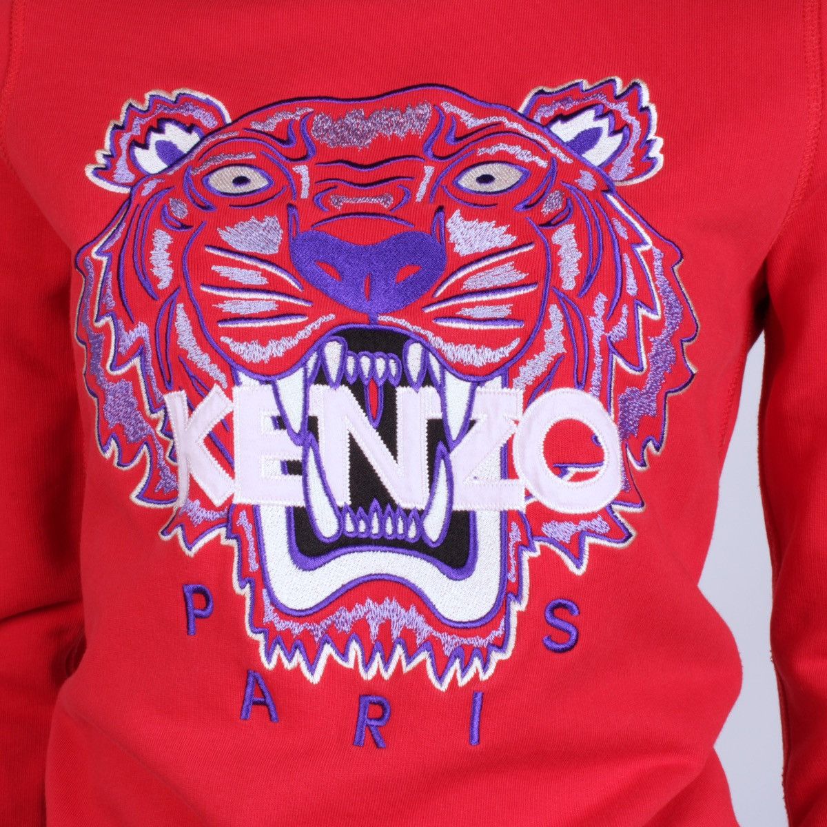 KENZO Paris Tiger Embroidered Red Sweatshirt Pullover