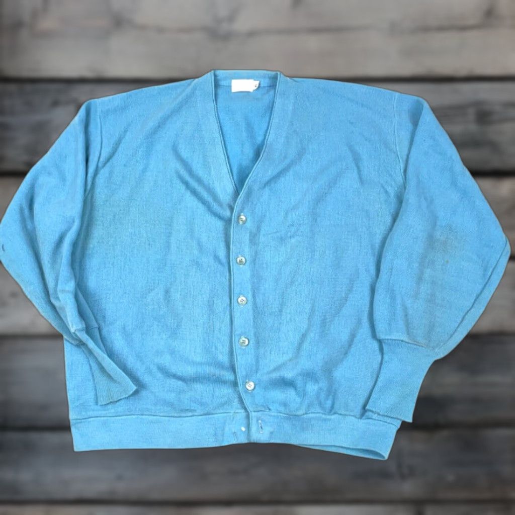 Vintage VINTAGE DiFini Men's Cardigan Sweater XL Adult Blue 80s Retro Knit Casual Winter Fall Spring Size US XL / EU 56 / 4 - 1 Thumbnail