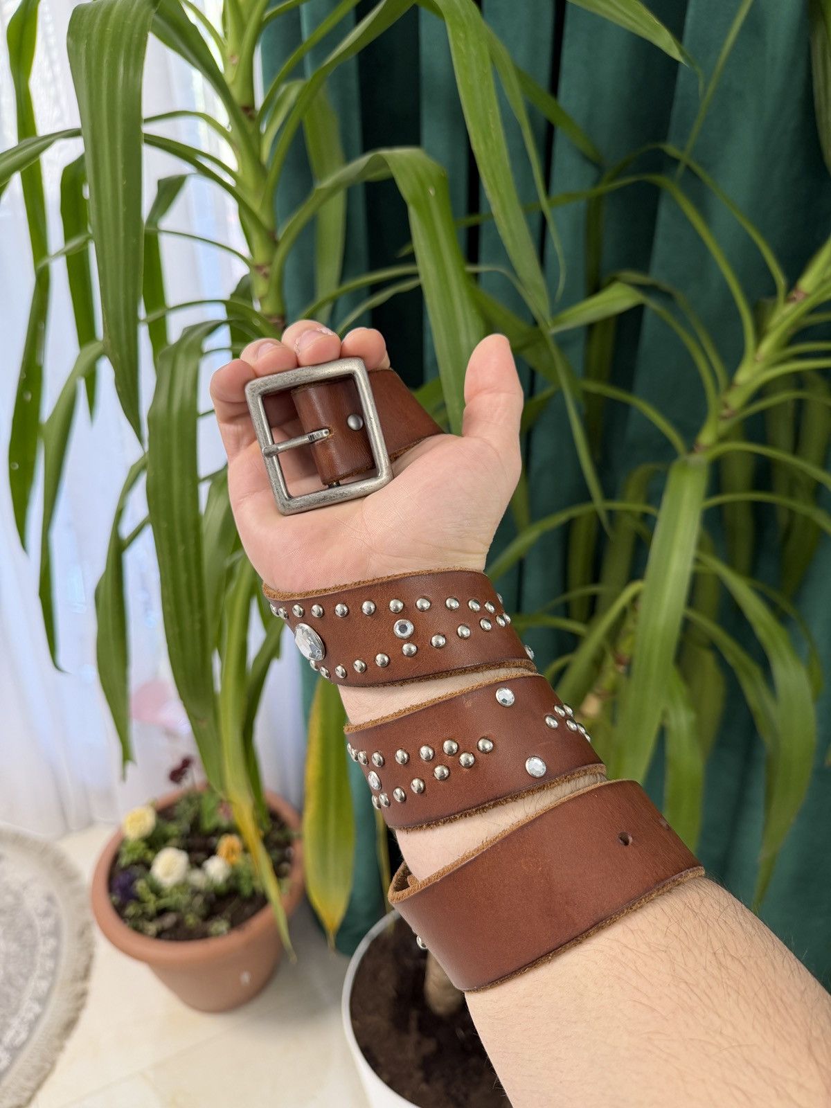 Japanese Brand 00’s NUMBER NINE STYLE GANG LEATHER RARE Y2K BELT VINTAGE Size ONE SIZE - 1 Thumbnail