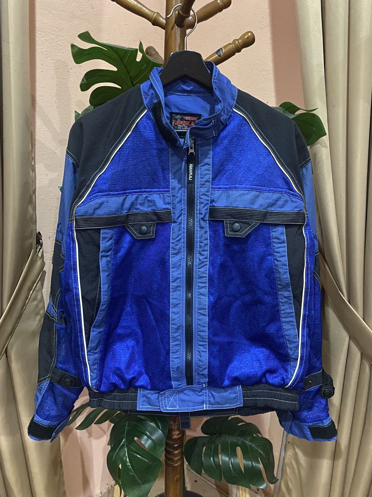 Nankai Vintage Mesh Motorcycle Jacket - Blue & Black