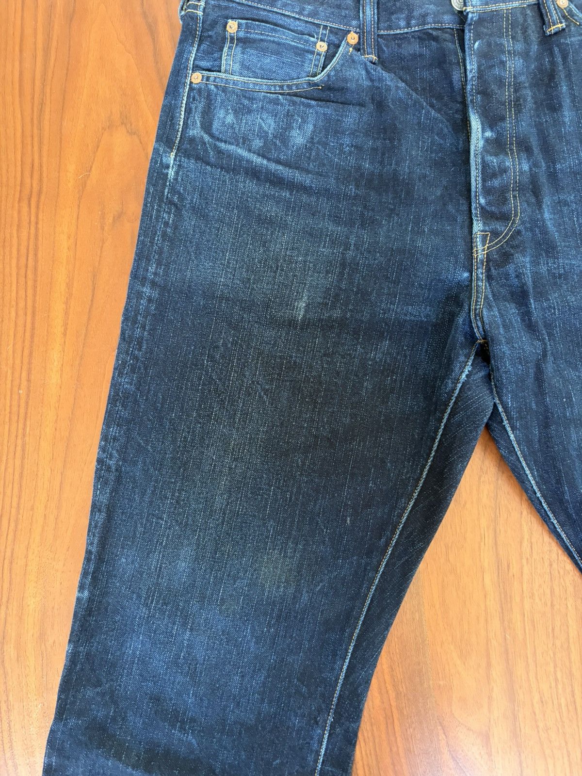 The Flat Head The Flat Head – Raw Selvedge Denim (Japan), epic fades (36) Size US 36 / EU 52 - 3 Thumbnail