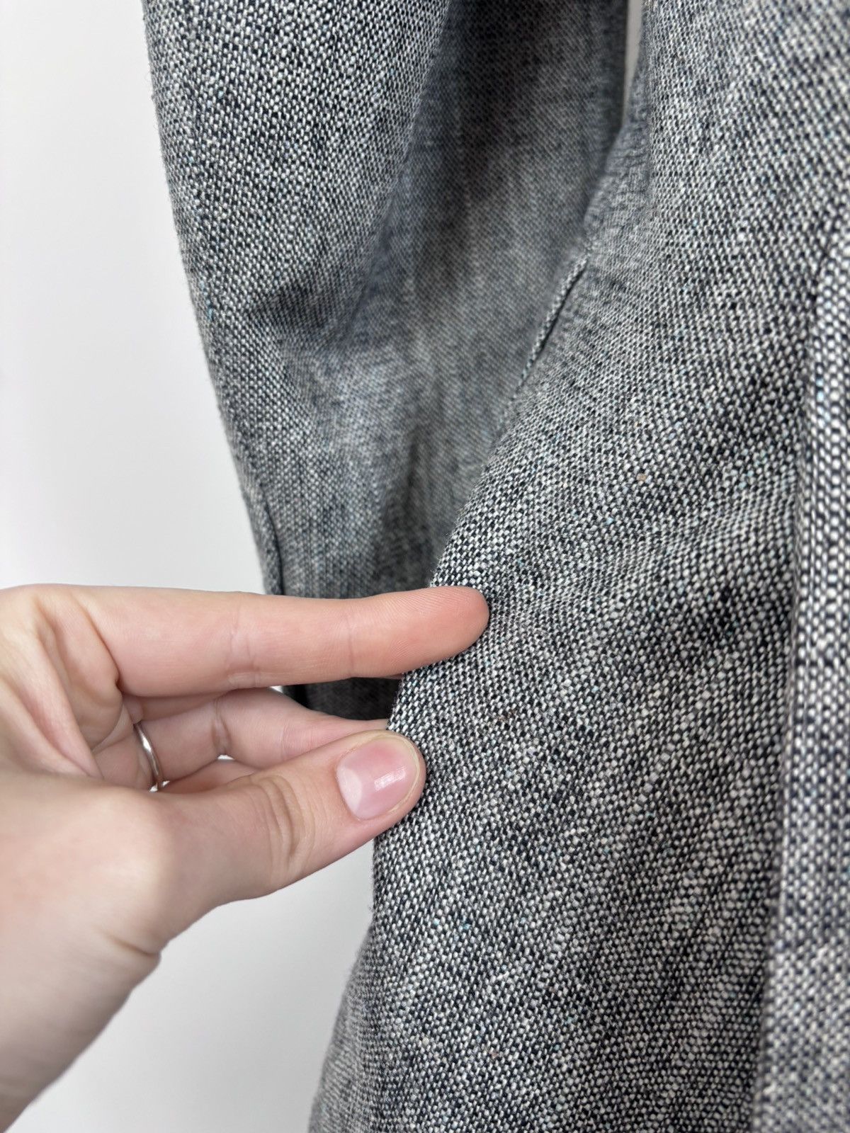 Ermenegildo Zegna Ermenegildo Zegna Soft Grey Textured Silk Blazer Jacket Size 44R - 13 Thumbnail