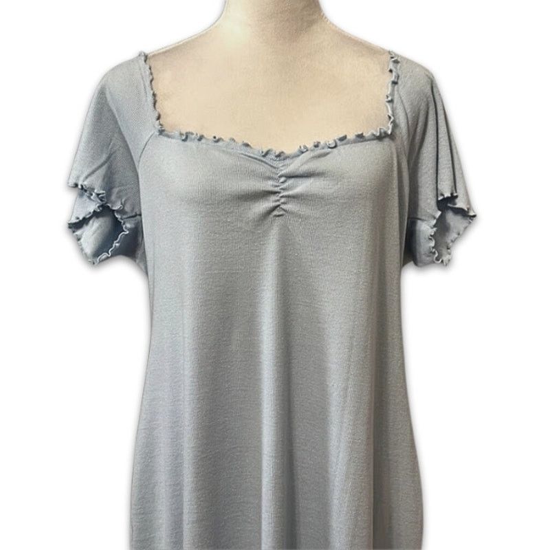 Other Abound Casual Bodycon Dress Ribbed Lettuce Edge Blue 2X NWOT Size XXL / US 16-18 / IT 52-54 - 3 Thumbnail