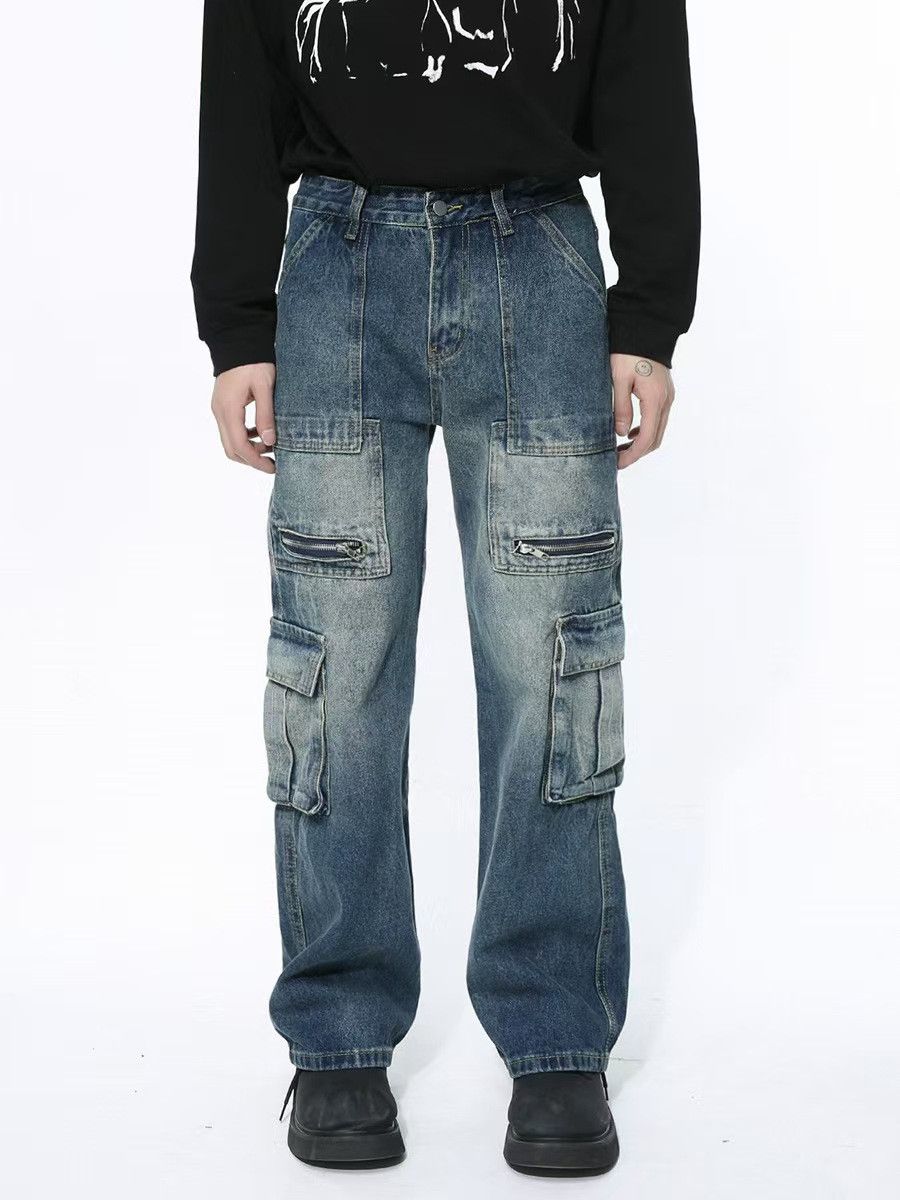 Japanese Brand × Jean Washed and distressed hip hop straight leg jeans Size US 32 / EU 48 - 1 Thumbnail