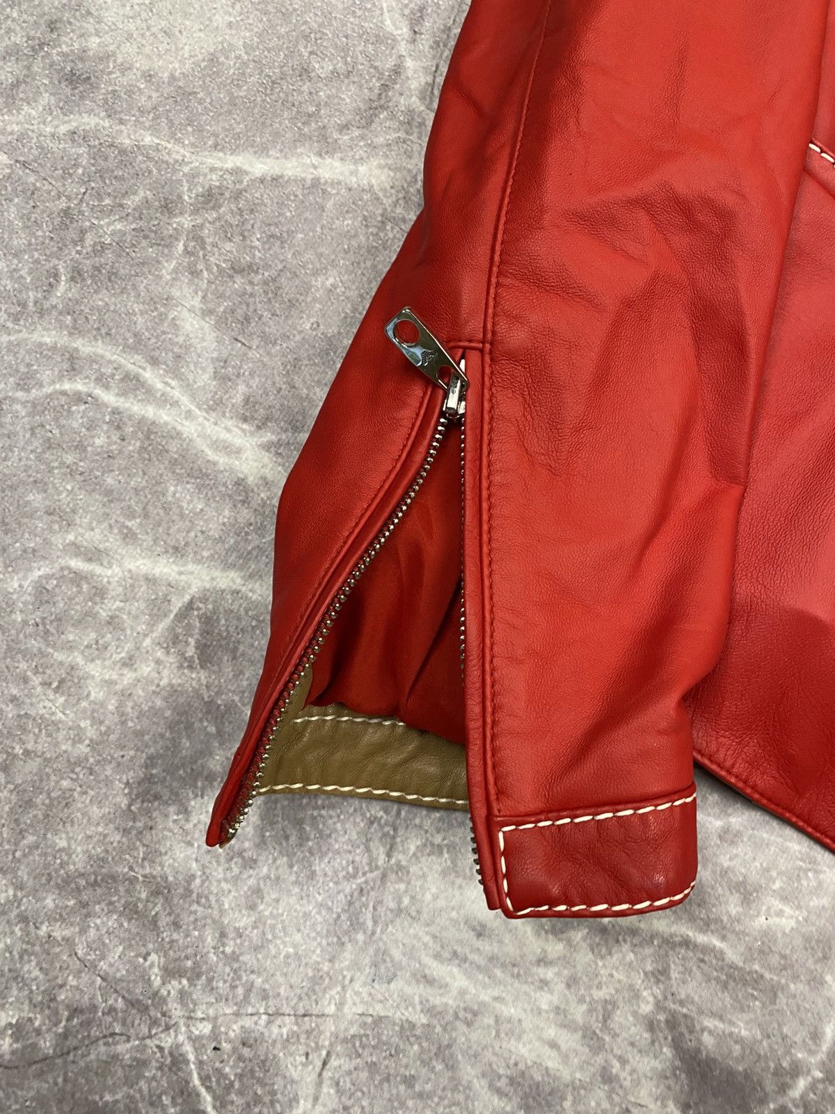 Emporio Armani Emporio Armani Red Lambskin Leather Blouson Jacket Size: 44 Size US S / EU 44-46 / 1 - 8 Thumbnail