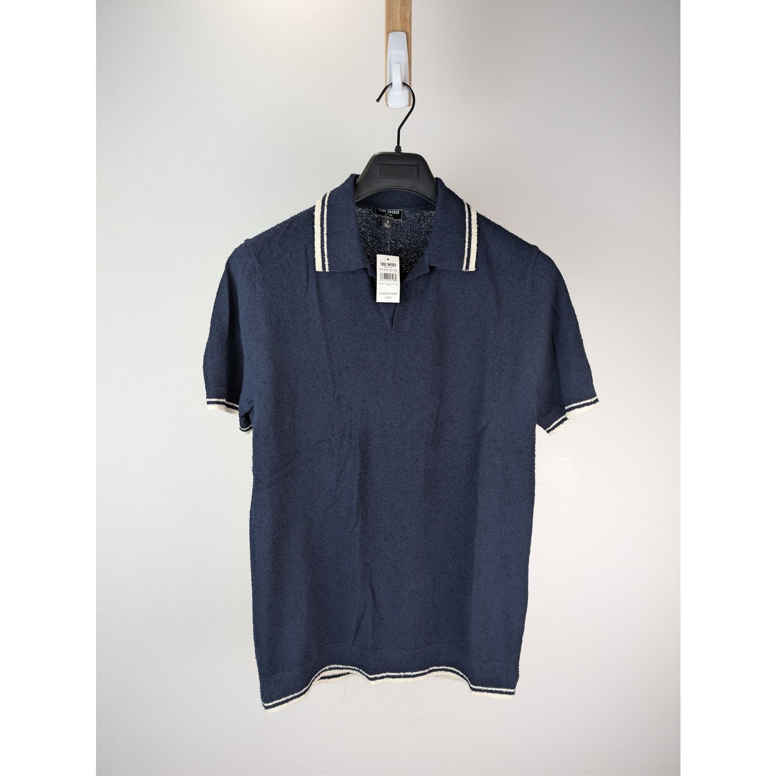 Todd Snyder o1rshd1 CC20 Tipped Boucle Montauk Knit Polo Shirt Navy Blue Size US S / EU 44-46 / 1 - 8 Thumbnail