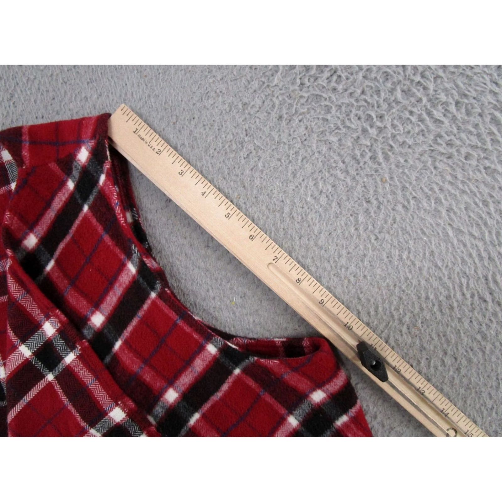 Vintage Tribal Blouse Shirt Womens XL Red Plaid Fringe Open Front Sleeveless Top" Size XL / US 12-14 / IT 48-50 - 7 Thumbnail