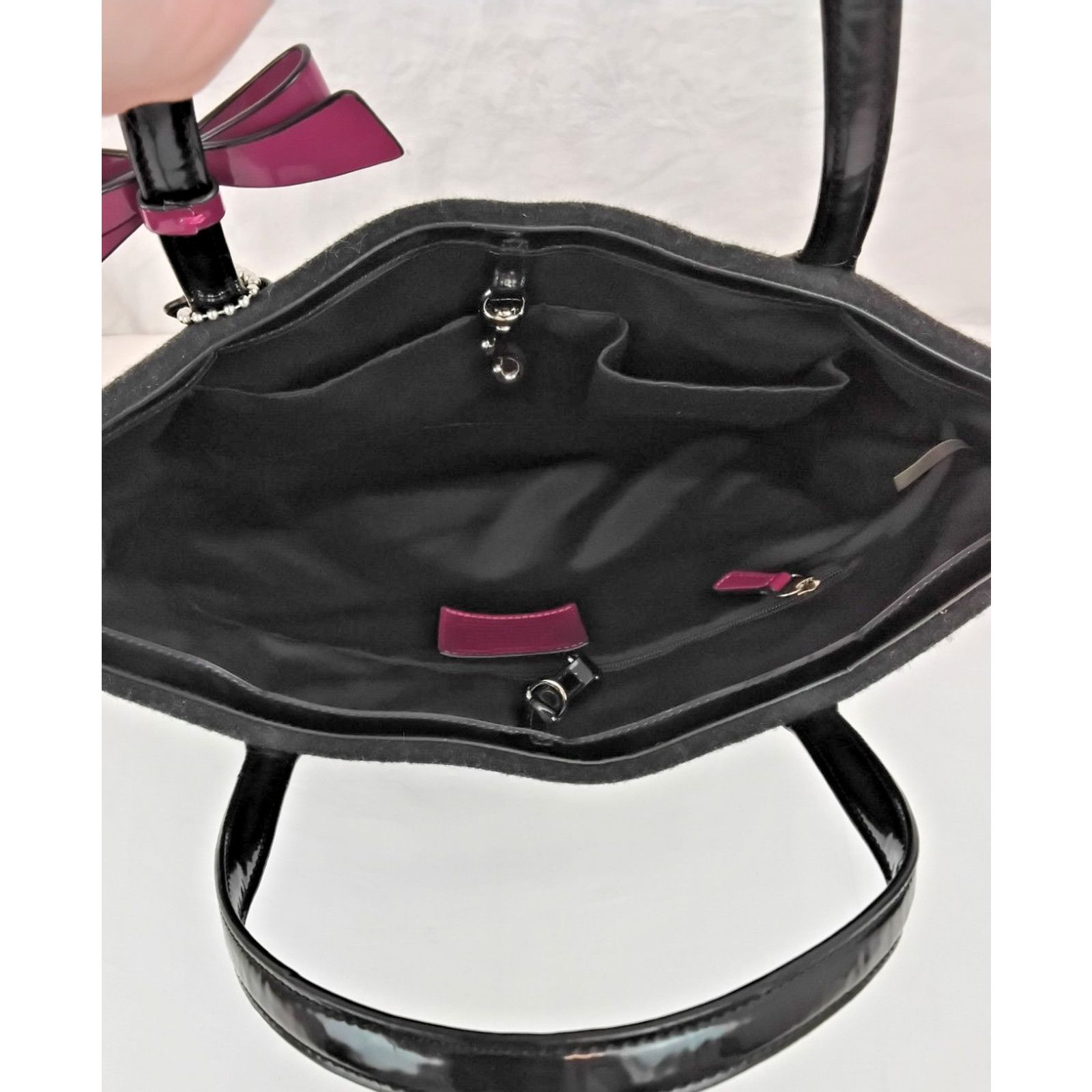 Coach Coach North South Wool Tote Bag Purse Passion Berry Purple Size ONE SIZE - 8 Thumbnail