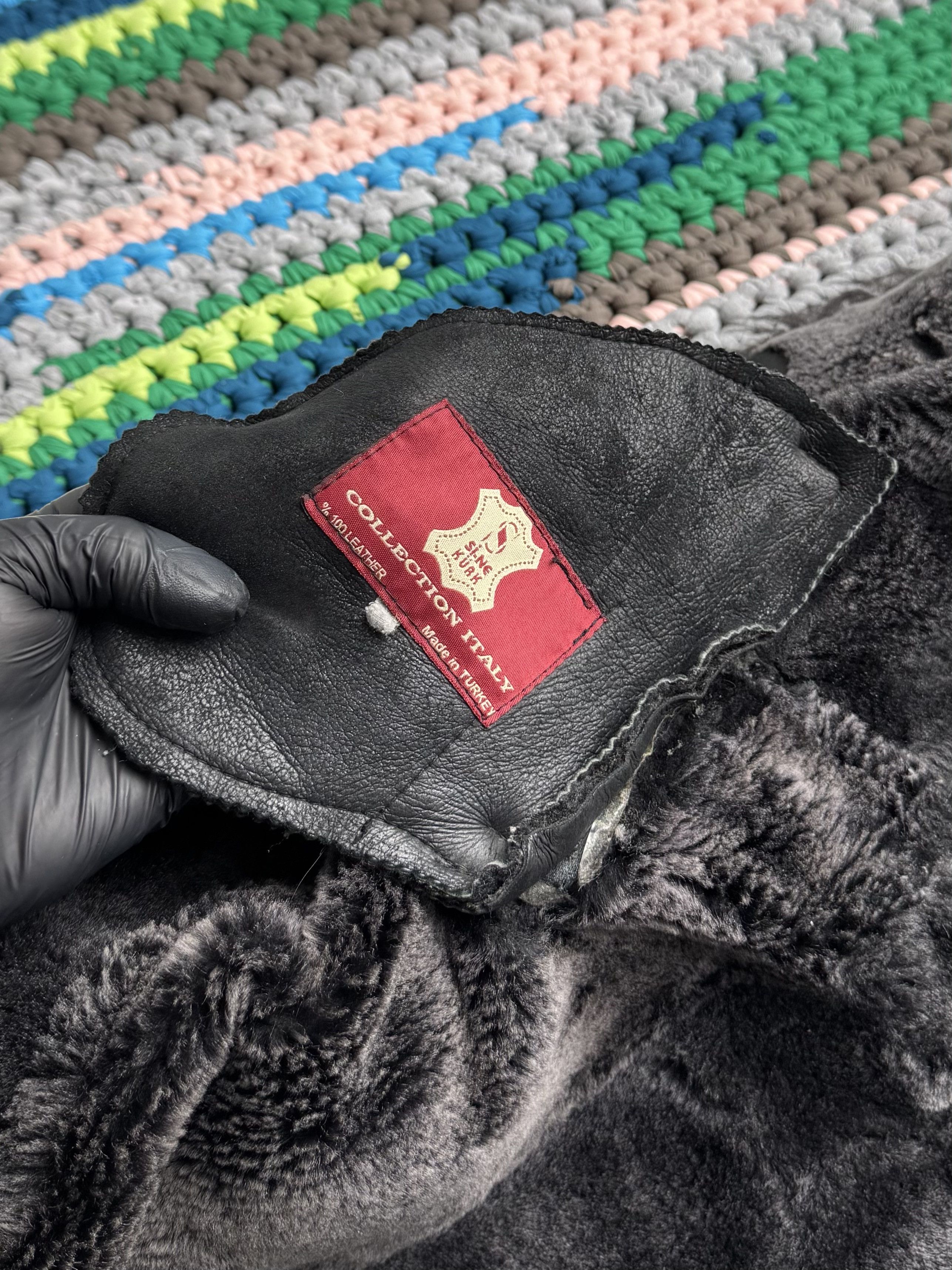 Vintage Y2K Sheepskin Leather Coat Black Shearling Long (ET1) Size M / US 6-8 / IT 42-44 - 10 Thumbnail
