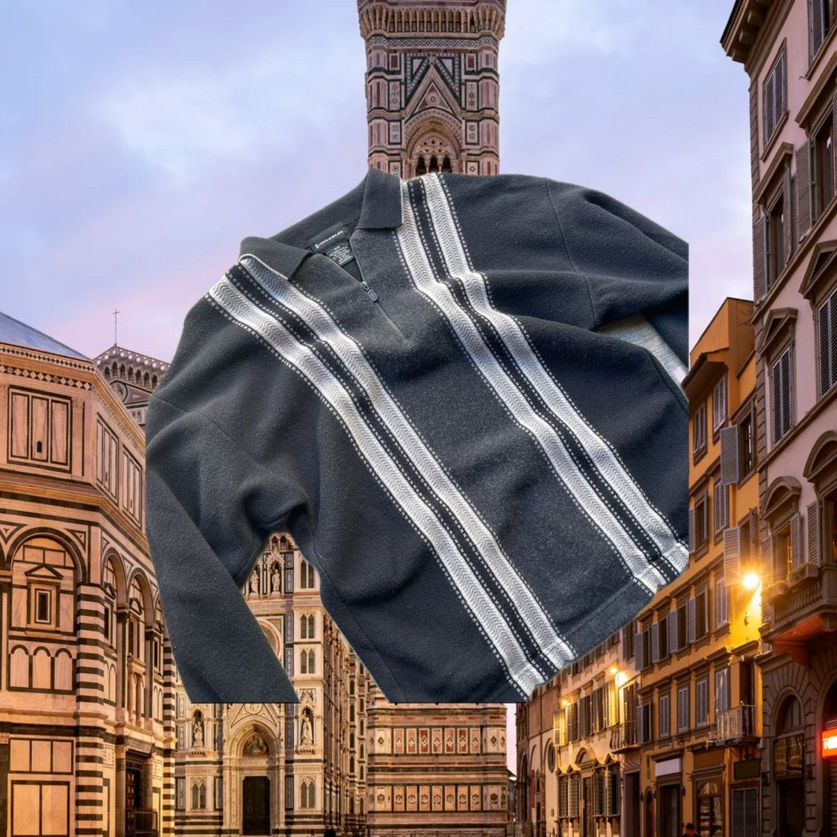 Pre-owned Italian Designers X Vintage Vtg Italian Long Sleeve Knit Polo Zip Soft Wool In Black