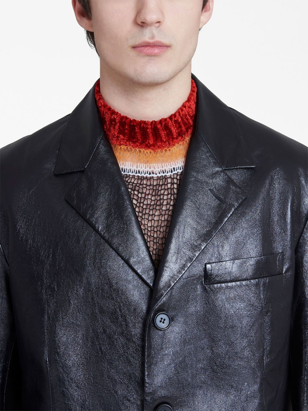 Marni o1w1db10125 Polished Finish Leather Jacket in Black Size US L / EU 52-54 / 3 - 5 Thumbnail