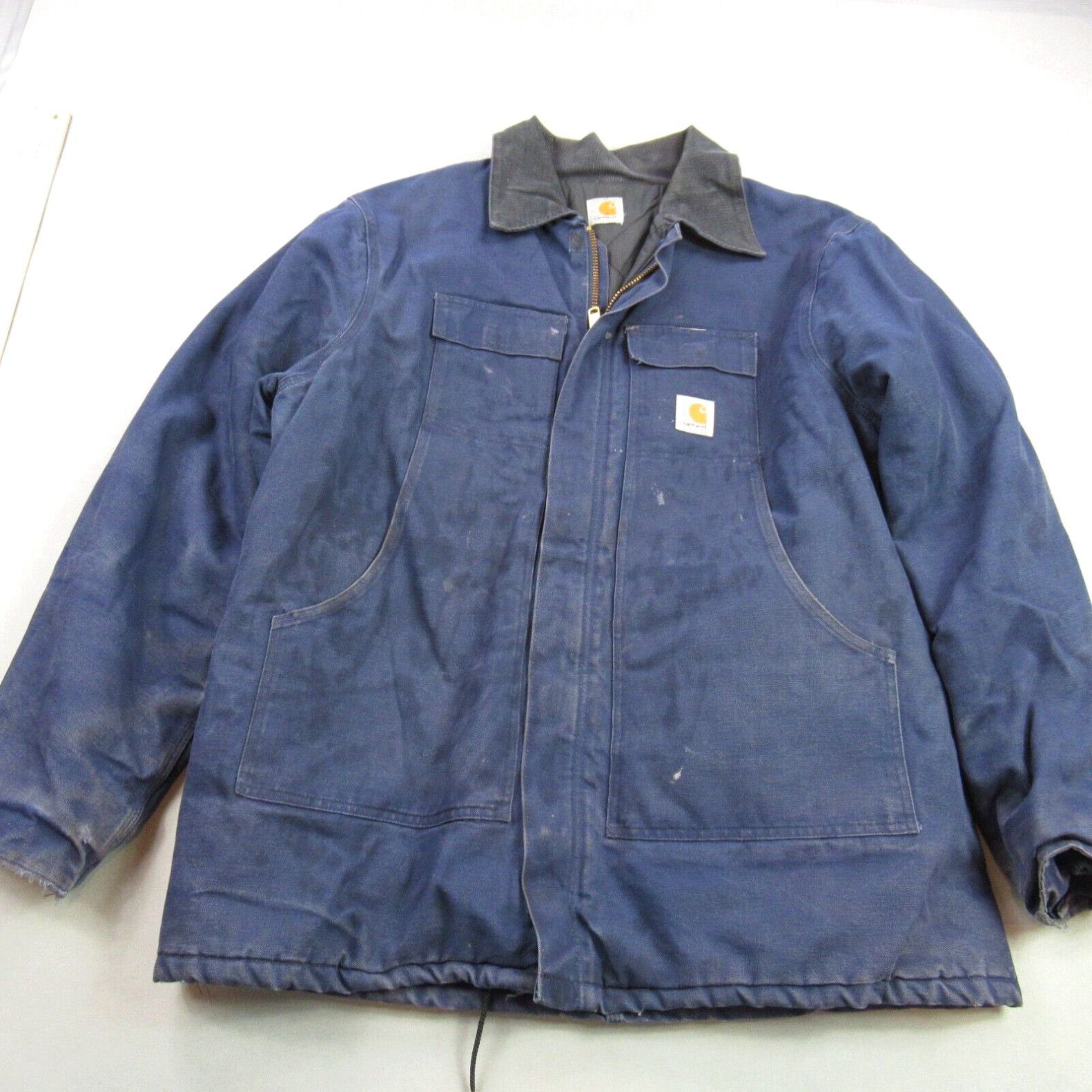 image of Carhartt Coat Mens 2Xl Blue Canvas Chore Heavy Quilt Lined Vintage in White