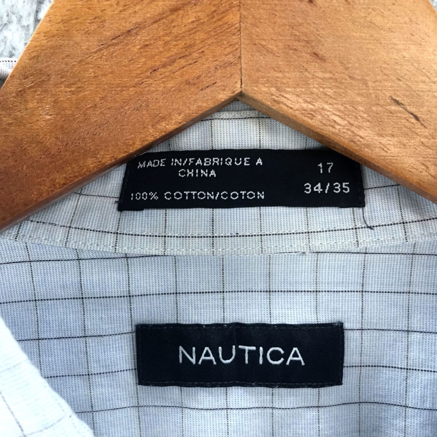 Nautica Nautica Long Sleeve Shirt Top Mens 17 Blue Cotton Button Up Chest Pocket Collar Top Size US XL / EU 56 / 4 - 6 Thumbnail