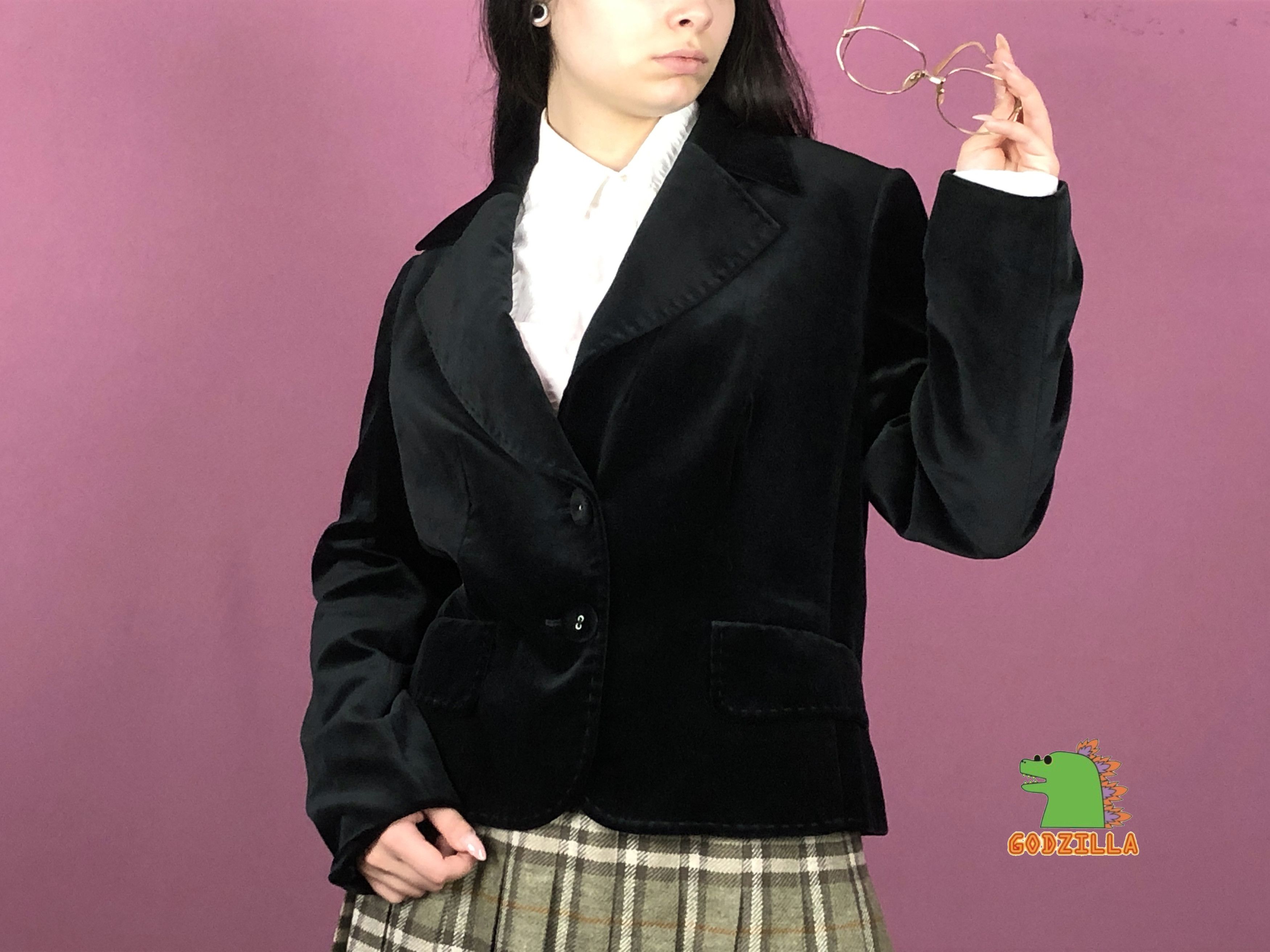 Escada × Vintage Escada Vintage Women's Velour Blazer - L Size L / US 10 / IT 46 - 4 Thumbnail