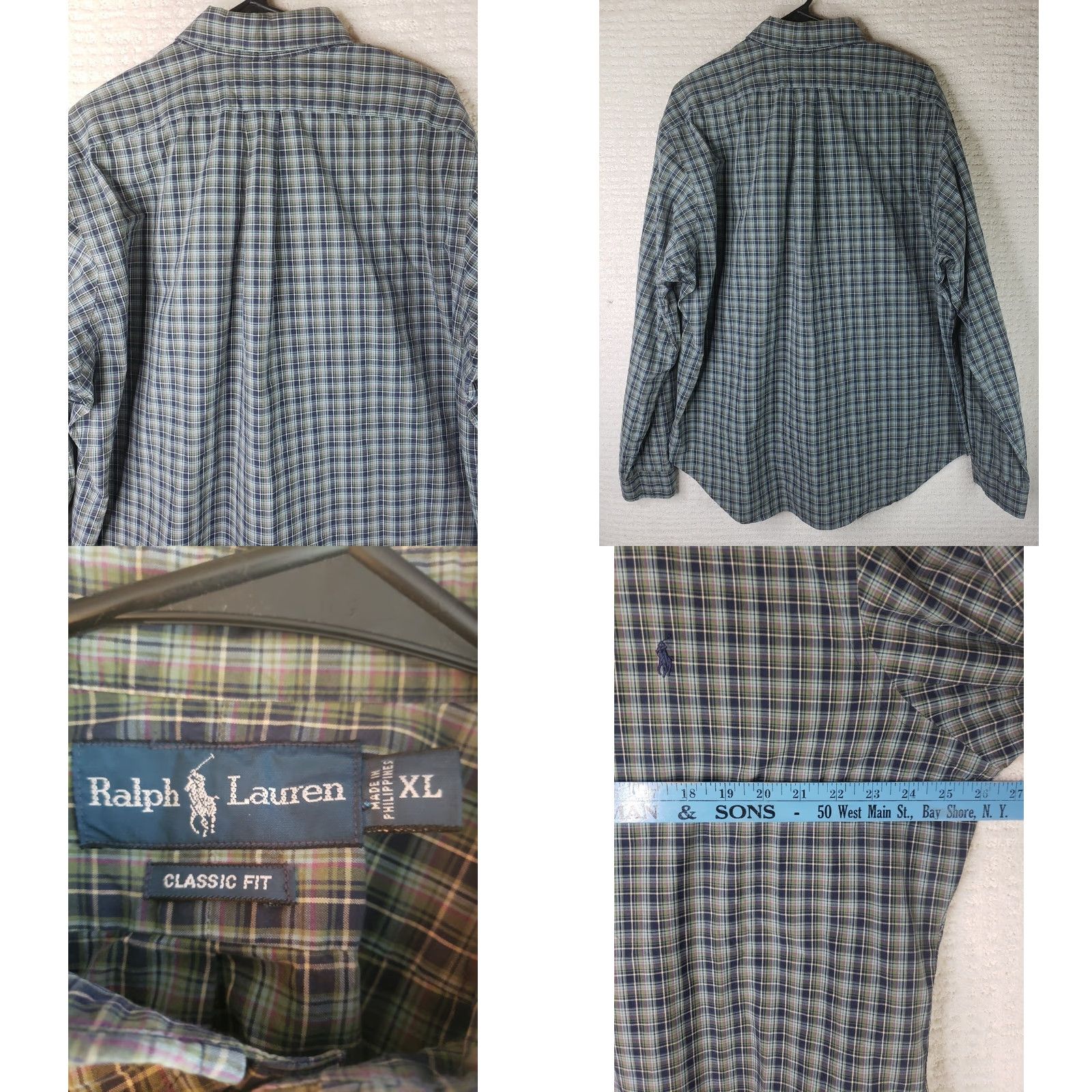 Ralph Lauren Ralph Lauren Shirt Button-Up Plaid Green Blue Cotton Pony Preppy Mens Large Regular Fit XL Size US XL / EU 56 / 4 - 8 Thumbnail