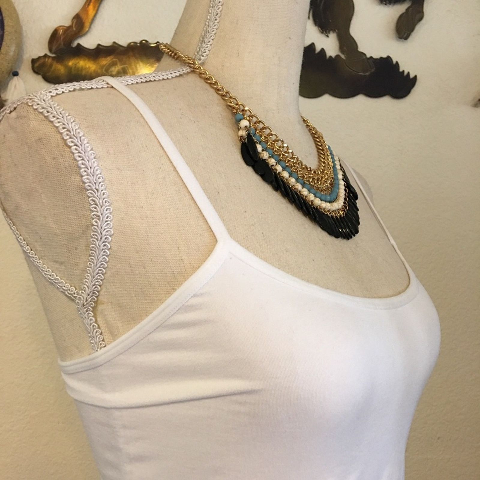 Jewelry Multi tone beaded fringe chain link necklace Size ONE SIZE - 2 Thumbnail