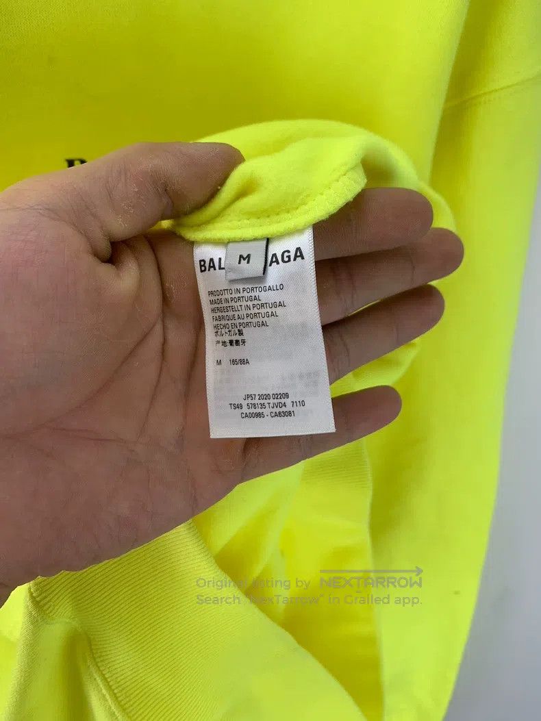 Balenciaga Balenciaga Neon Yellow Hooded Sweatshirt Size US M / EU 48-50 / 2 - 5 Thumbnail