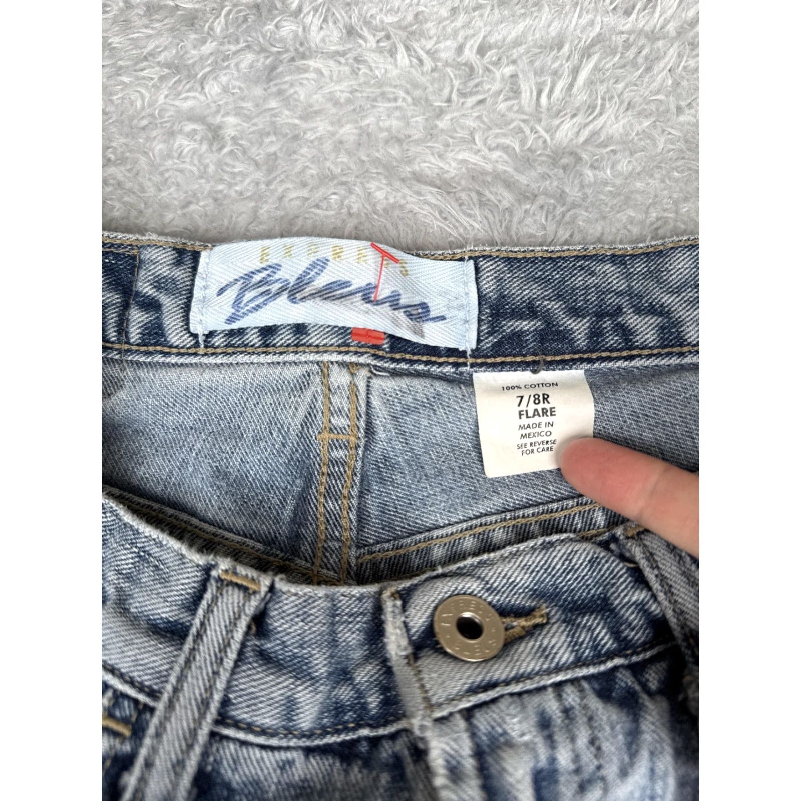 Express Express Jeans Womens Juniors 7/8 Blue Light Wash High Rise Flared Rigid Denim Jeans Size 28" / US 6 / IT 42 - 6 Thumbnail