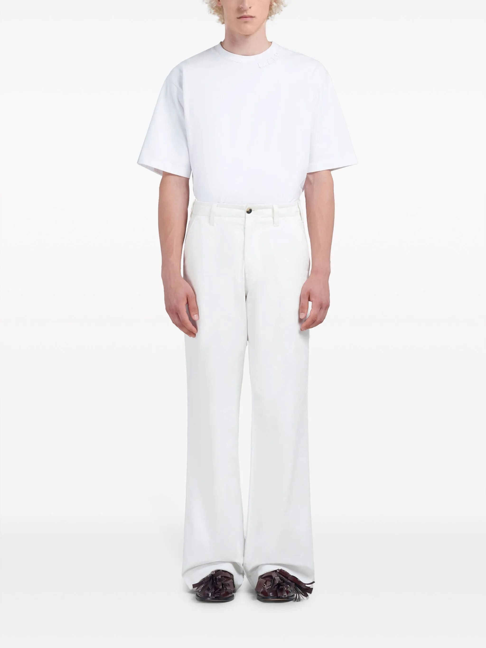 Marni o1f1d3z0525 Mid-Rise Wide-Leg Jeans in White Size US 34 / EU 50 - 3 Thumbnail