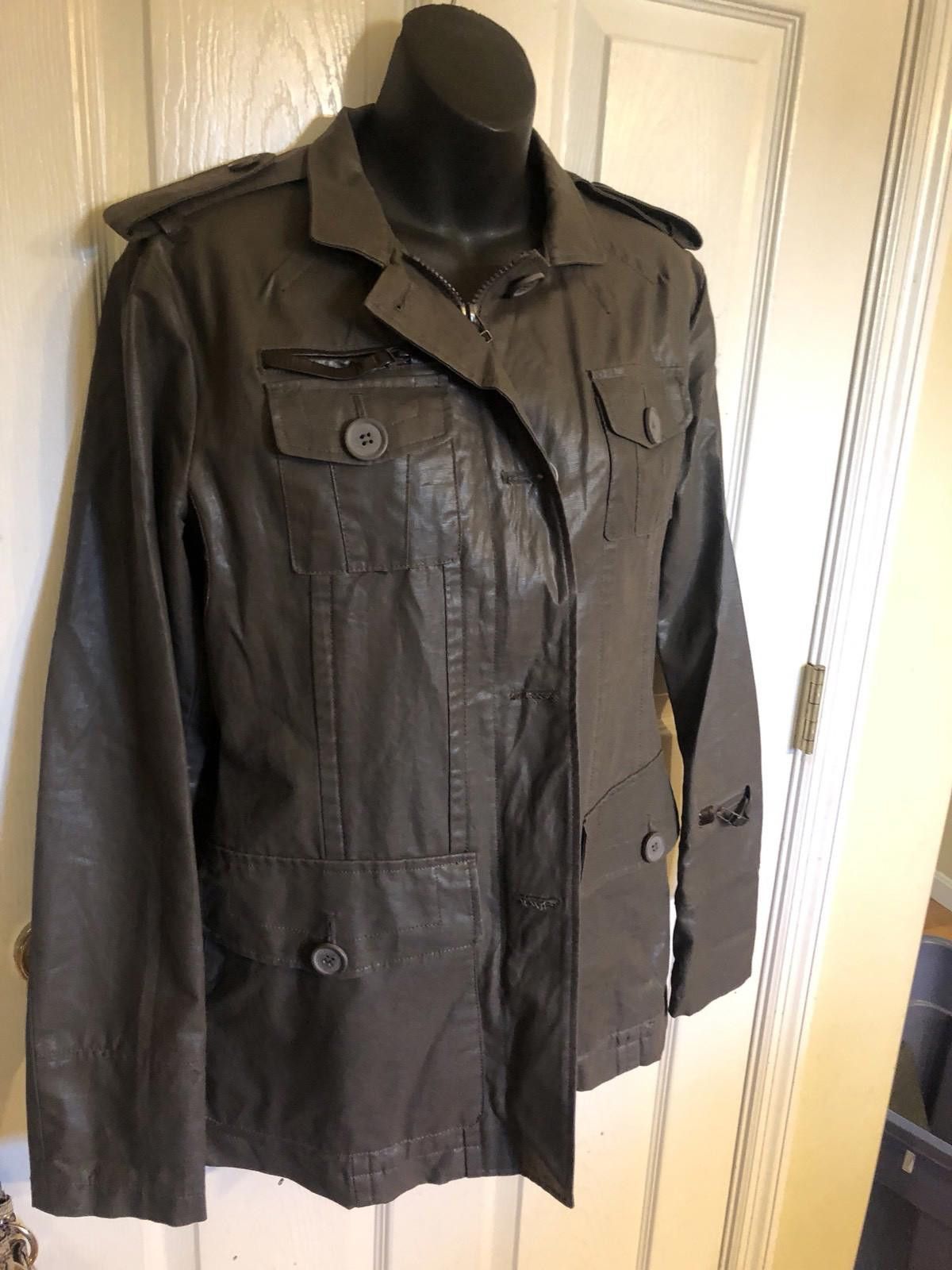 Rudsak Shiny Khaki Military Style Jacket Sz L