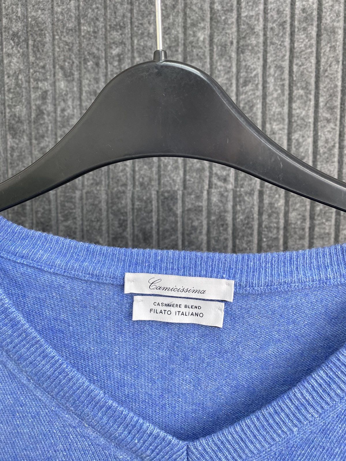 Other Vintage Lamicissima Blue V-Neck cashmere Sweater Knit Size US XXL / EU 58 / 5 - 4 Thumbnail