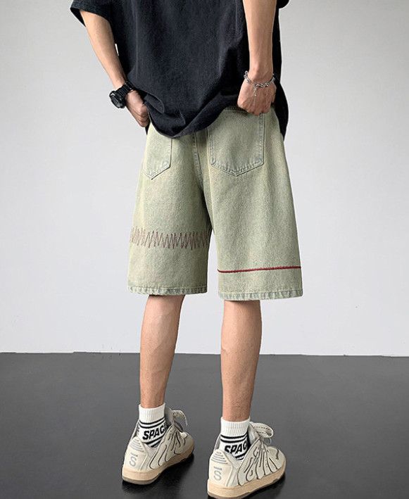 Japanese Brand Men's loose-fitting distressed casual ripped denim shorts Size US 32 / EU 48 - 4 Thumbnail