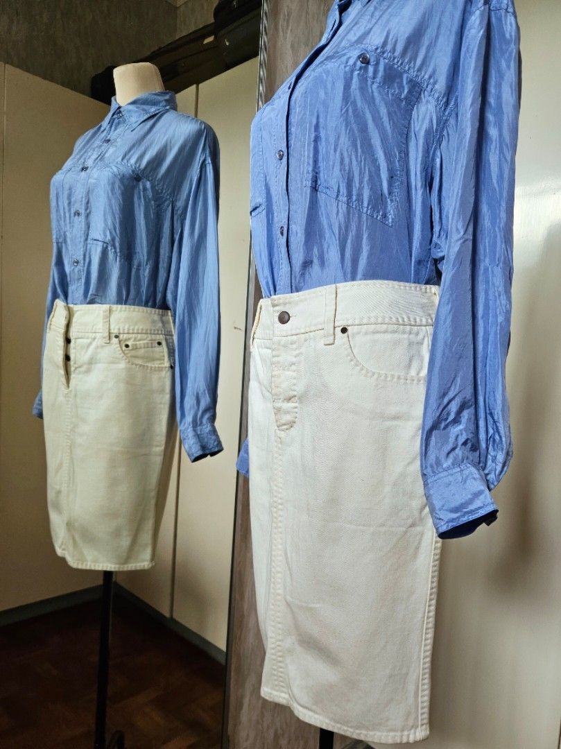 Gucci Gucci 2002 Tom Ford Era White Denim Skirt Size 27" / US 4 / IT 40 - 2 Thumbnail