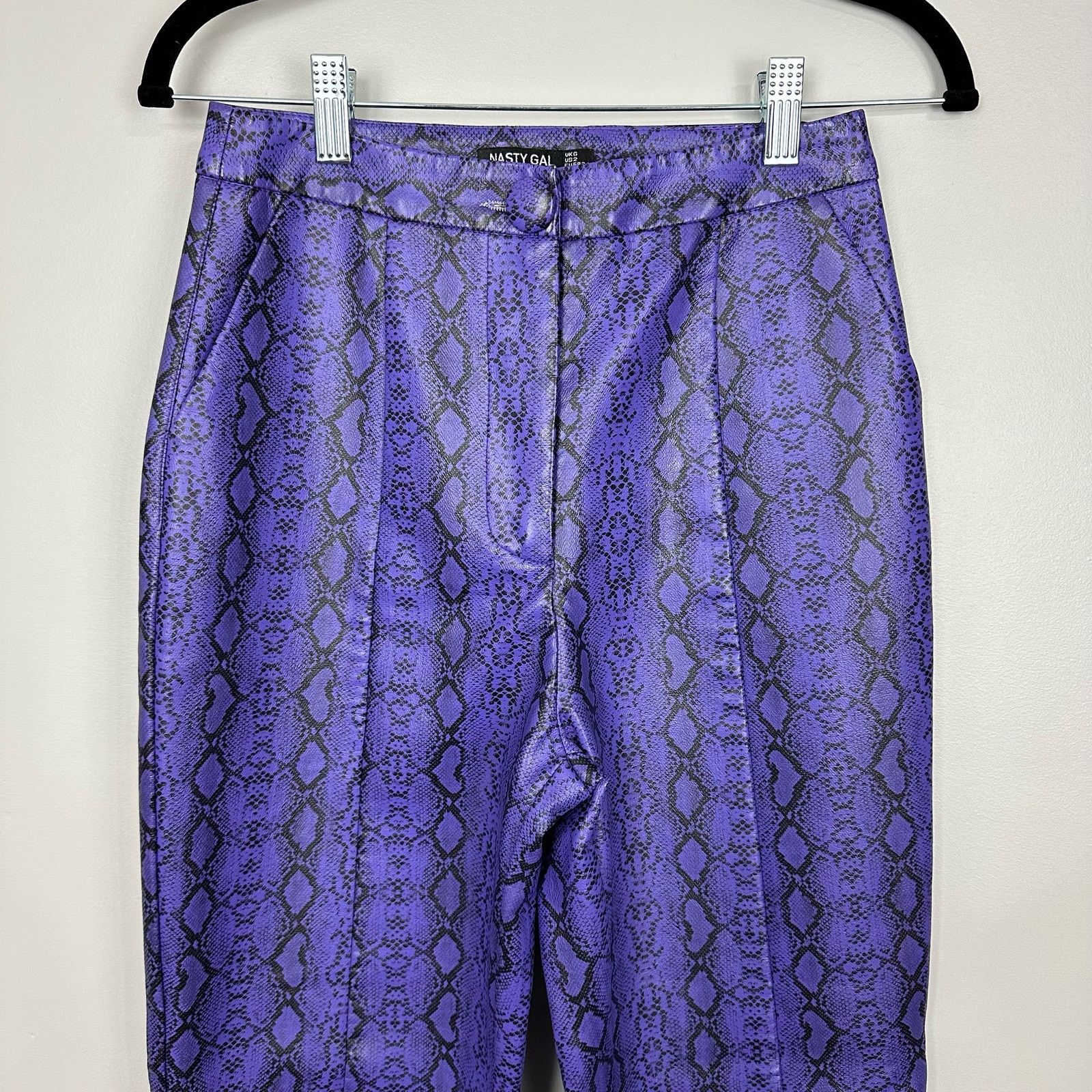 Nasty Gal Nasty Gal Purple Faux Leather Snake Skin High Waist Pants 2 Size 26" / US 2 / IT 38 - 9 Thumbnail