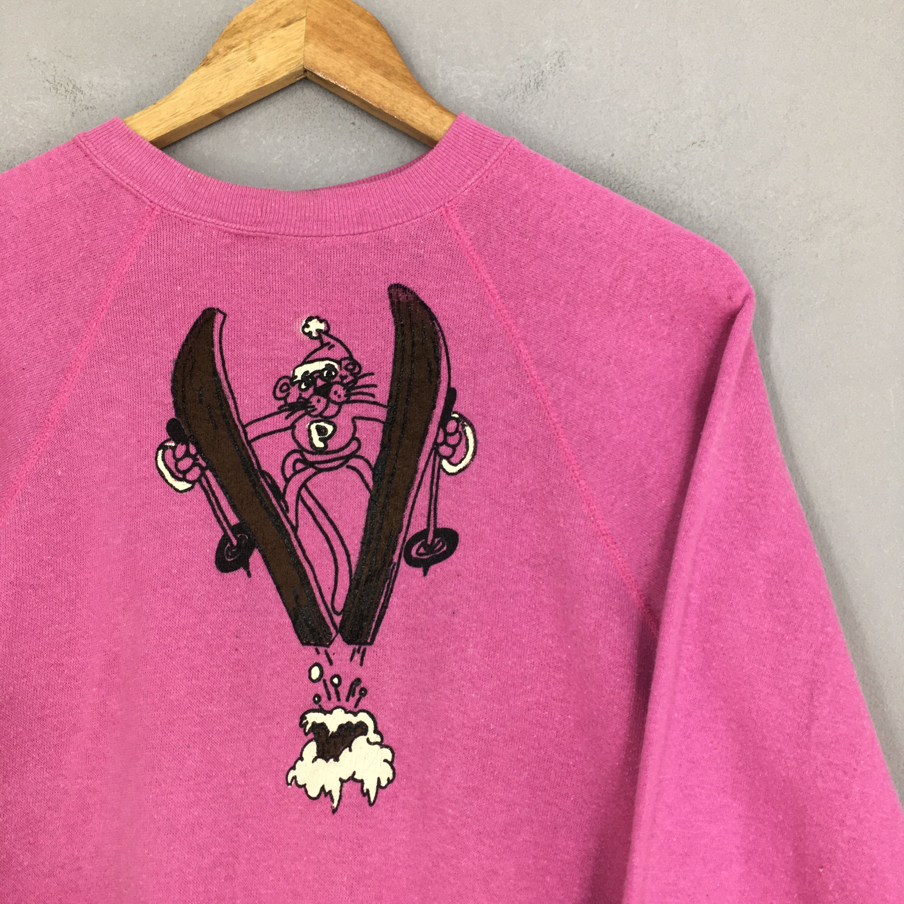 Cartoon Network × Vintage Vintage Pink Panther Play Skiing Pink Sweatshirt XSmall Size US XS / EU 42 / 0 - 2 Thumbnail