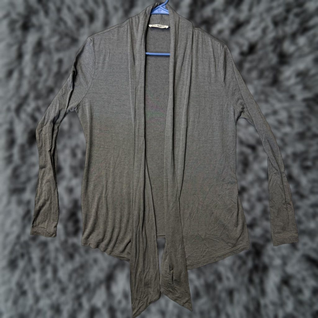 Vintage ALALA Sweater Cardigan Womens M Gray Open Front Draped Lightweight USA Size M / US 6-8 / IT 42-44 - 1 Thumbnail