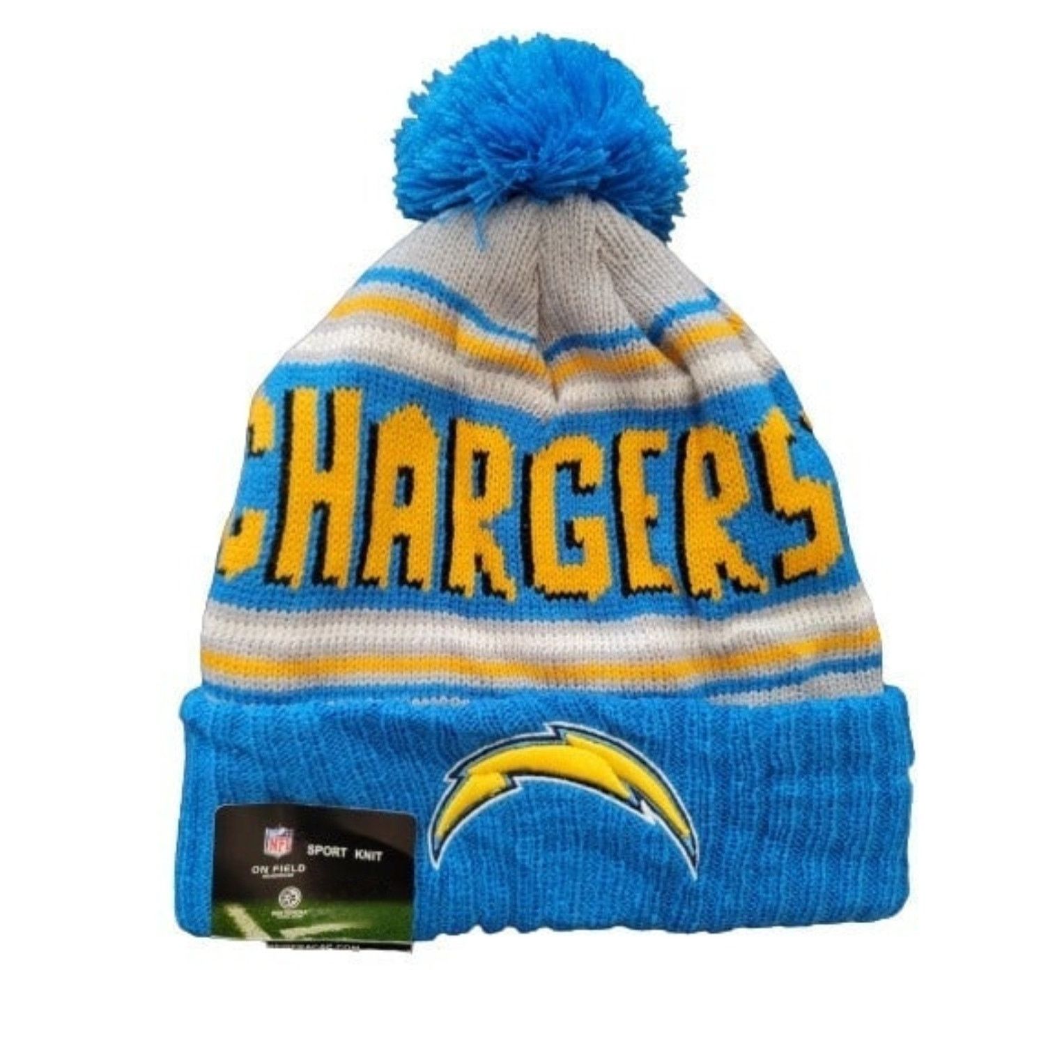 Other NWT Los Angeles Chargers Knit Pom Beanie Fleece Lining OSFA Size ONE SIZE - 3 Thumbnail