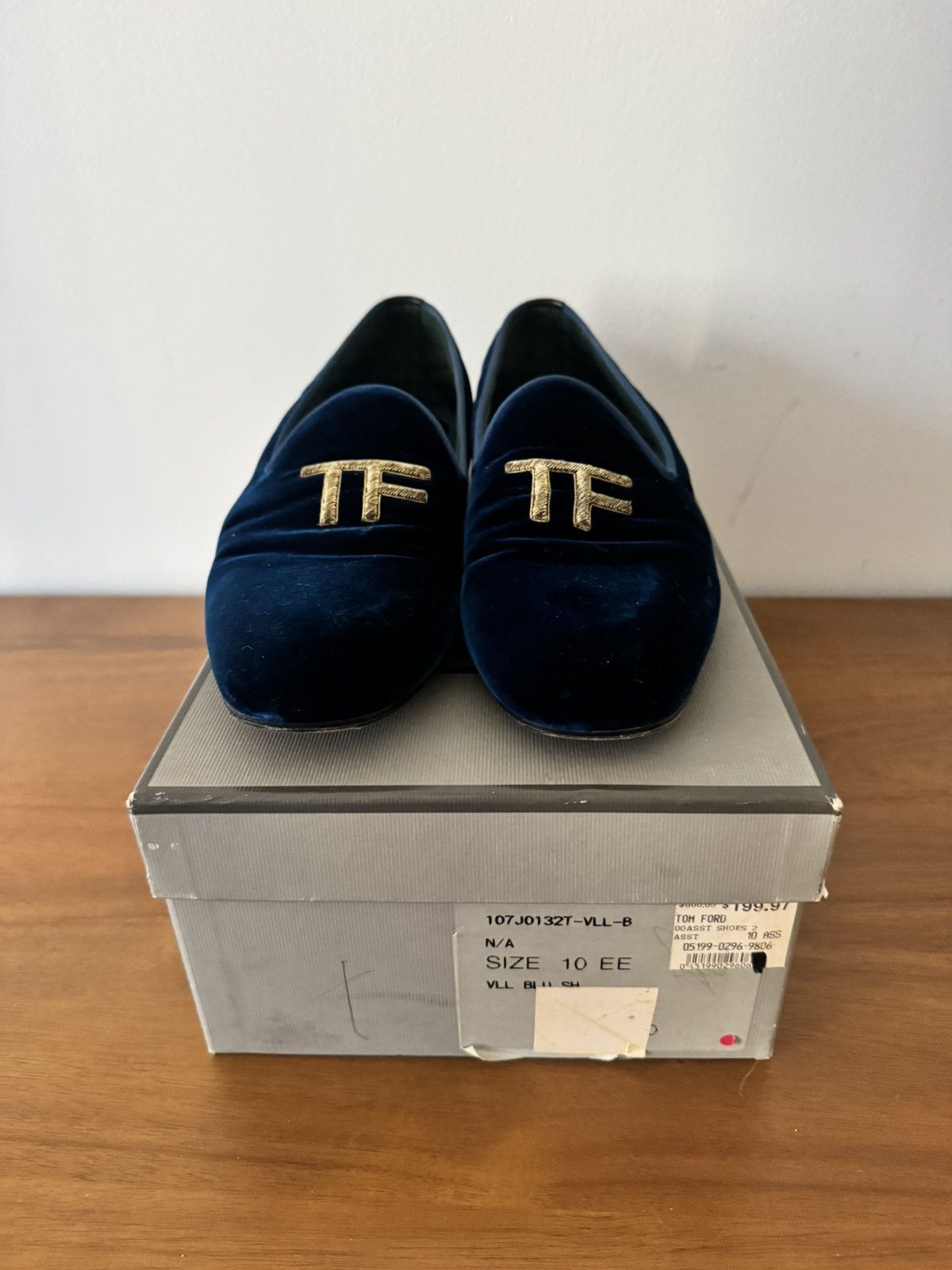 Tom Ford Tom Ford Navy Velvet TF Monogram Smoking Slippers Loafers Size US 10 / EU 43 - 10 Thumbnail