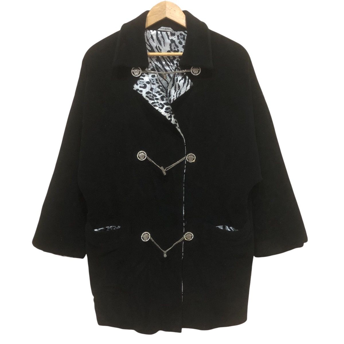 Versace 2001 lana Wool Cloaked Coat Black Jacket Size L / US 10 / IT 46 - 1 Thumbnail