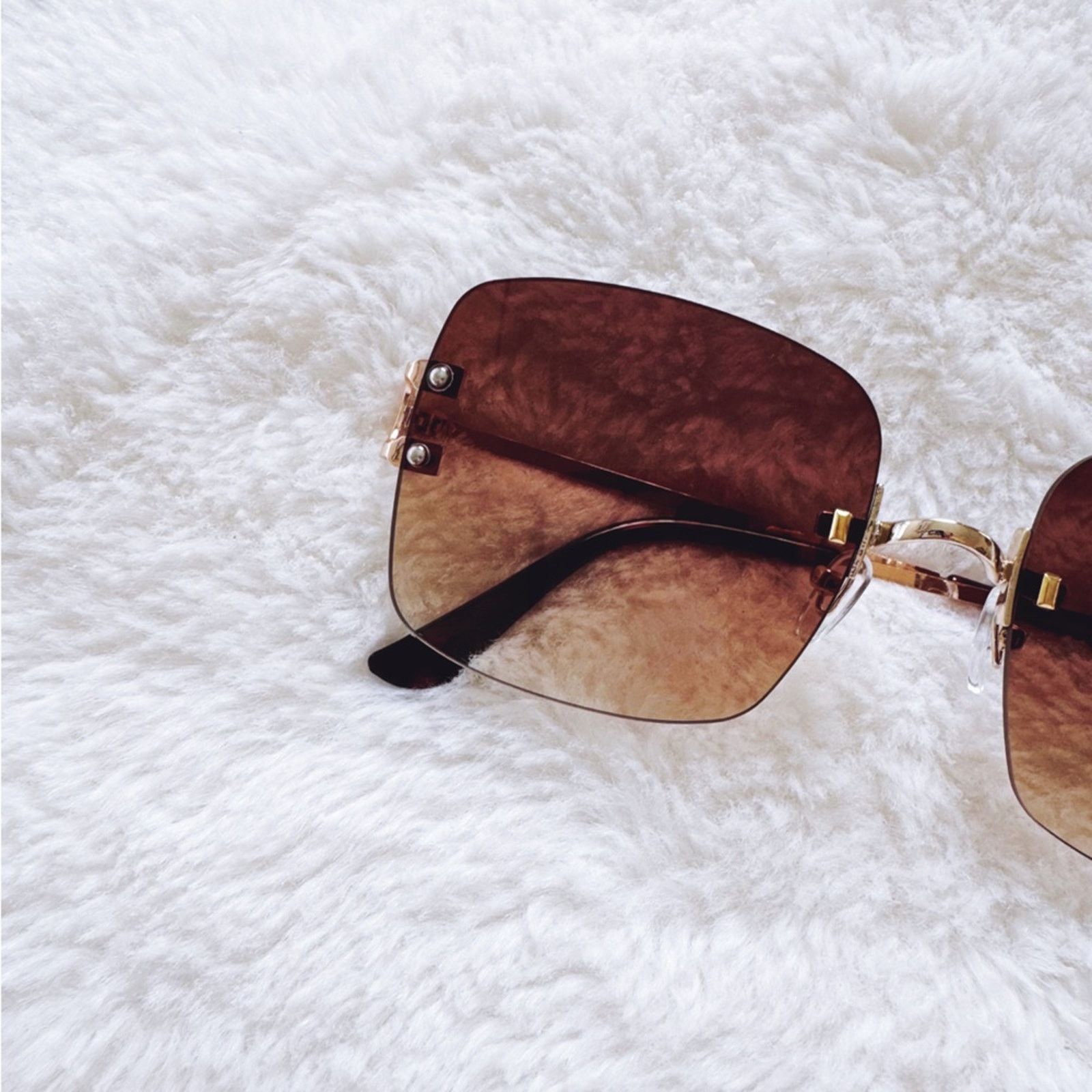 Other Laurel Clear Brown Rimless Sleek Sunglasses Size ONE SIZE - 2 Thumbnail