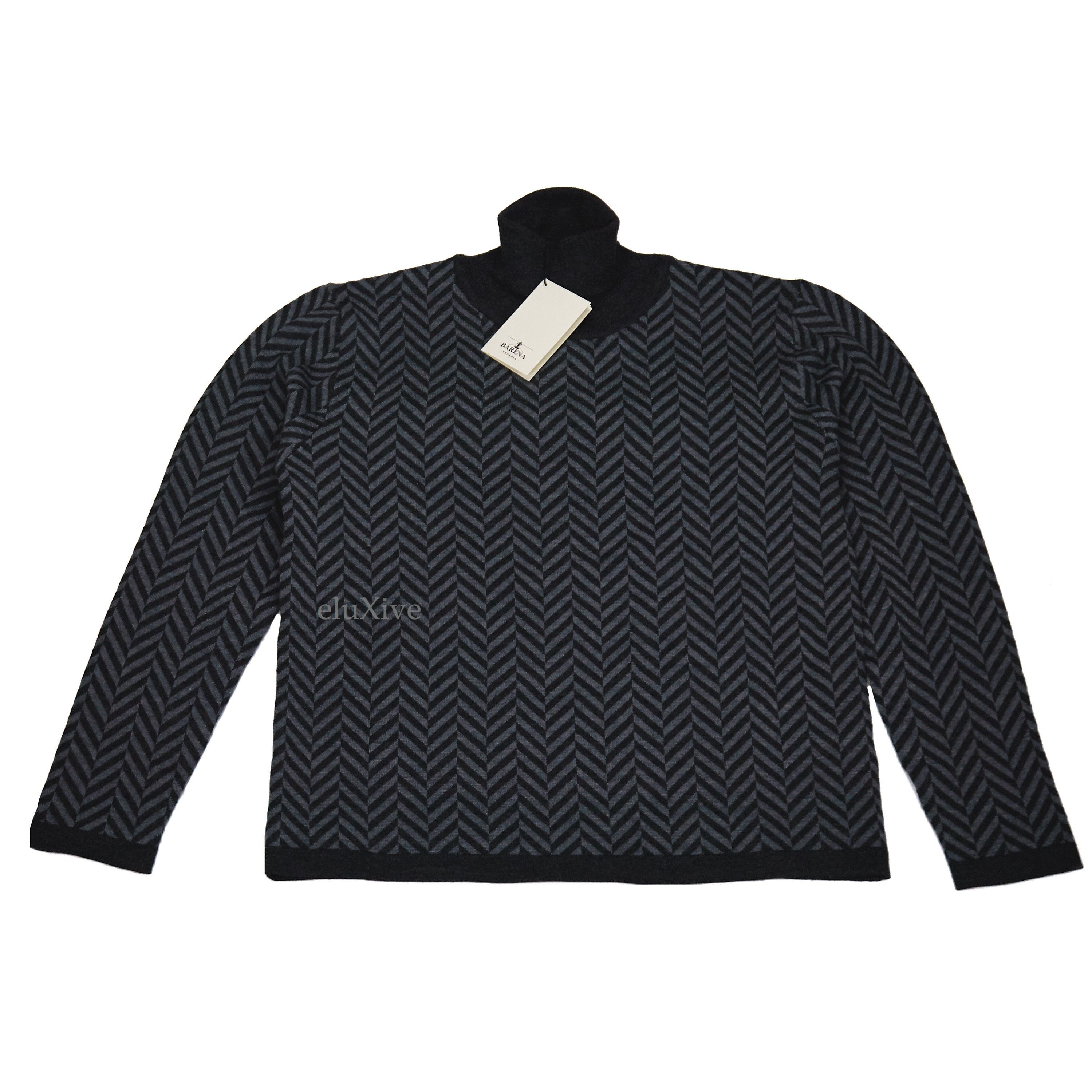 Barena Barena Zigzag Knit Turtleneck Sweater Black Gray NWT Size US XL / EU 56 / 4 - 1 Preview
