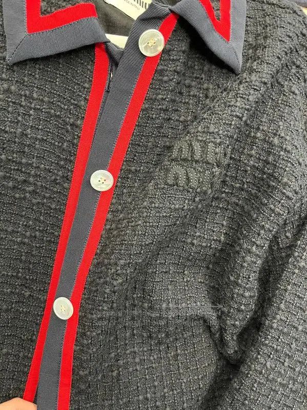 Miu Miu Miu Miu Black Striped Cotton Cardigan for Women . Size S / US 4 / IT 40 - 4 Thumbnail