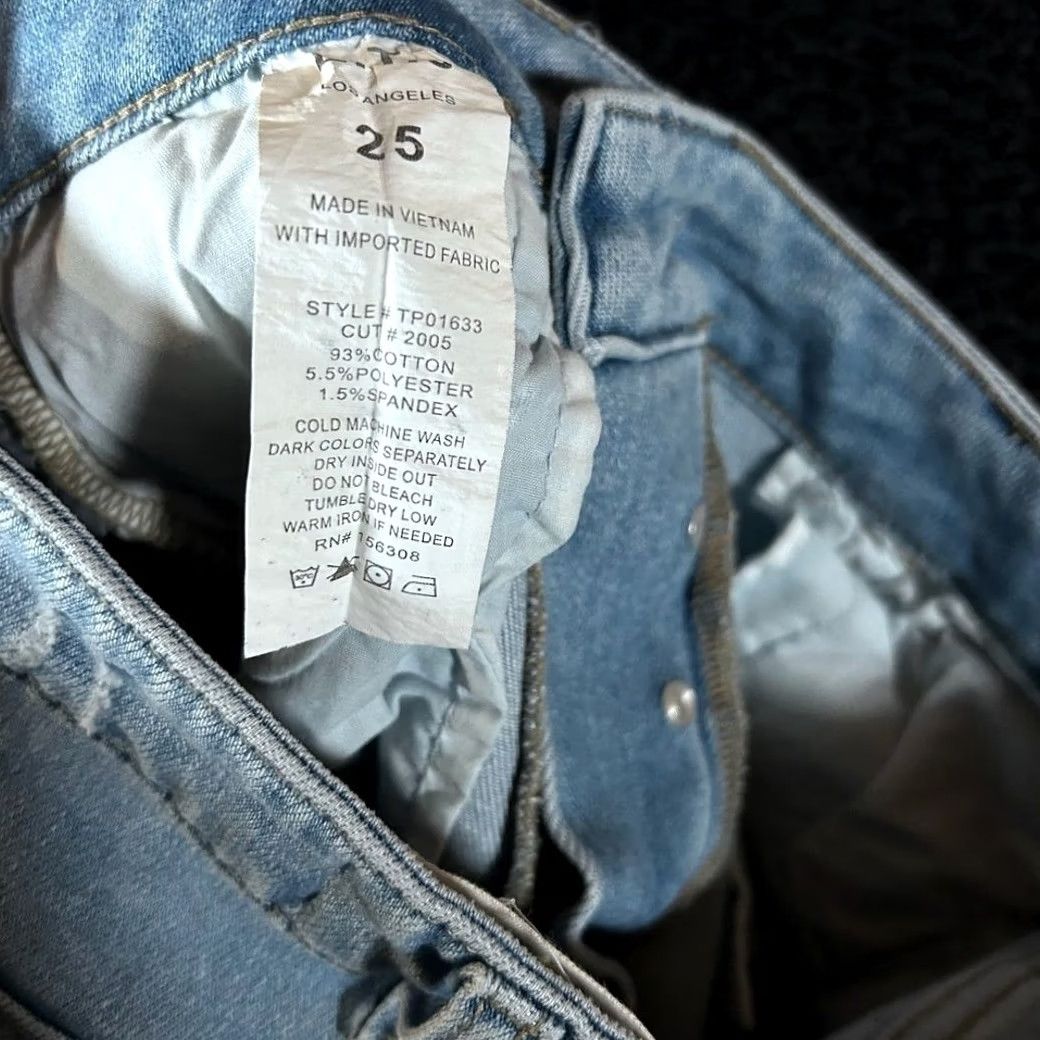 Vintage Letter to Juliet Jeans Women's Size 25 Distressed Light Wash Wide Leg Mid Rise Blue (Regular) Size 42" / US 20 - 3 Thumbnail
