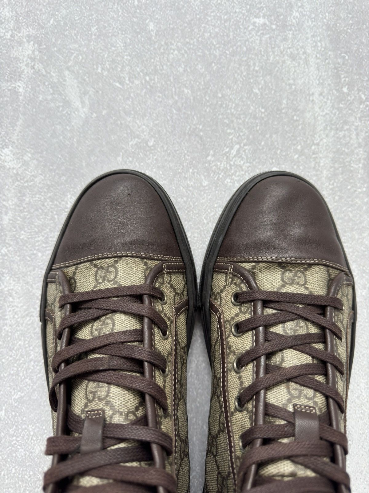 Vintage Vintage Gucci High Top GG Brown Monogram Leather Shoes Size US 8.5 / EU 41-42 - 15 Thumbnail
