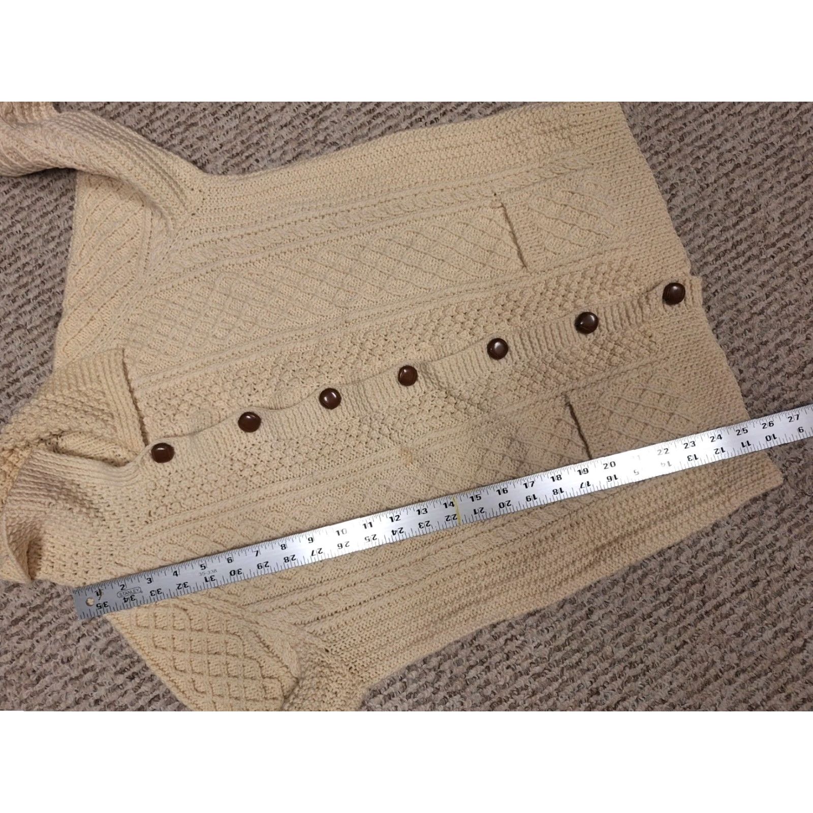 Vintage VINTAGE Cadery Cardery Hand Cable Knit Wool Sweater Cardigan S/M Women Beige Cardigan S/M Womens Size S / US 4 / IT 40 - 6 Thumbnail