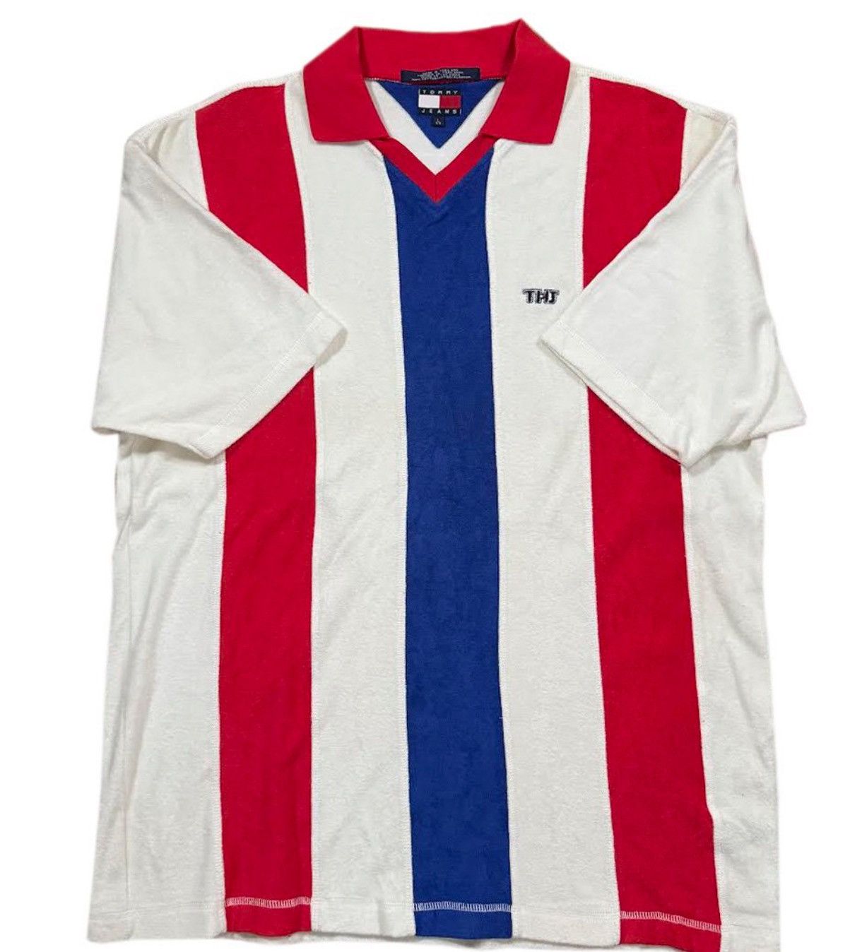 Tommy Hilfiger Vintage Tommy Hilfiger Striped Terry Cloth Shirt (Size L) Size US L / EU 52-54 / 3 - 1 Thumbnail