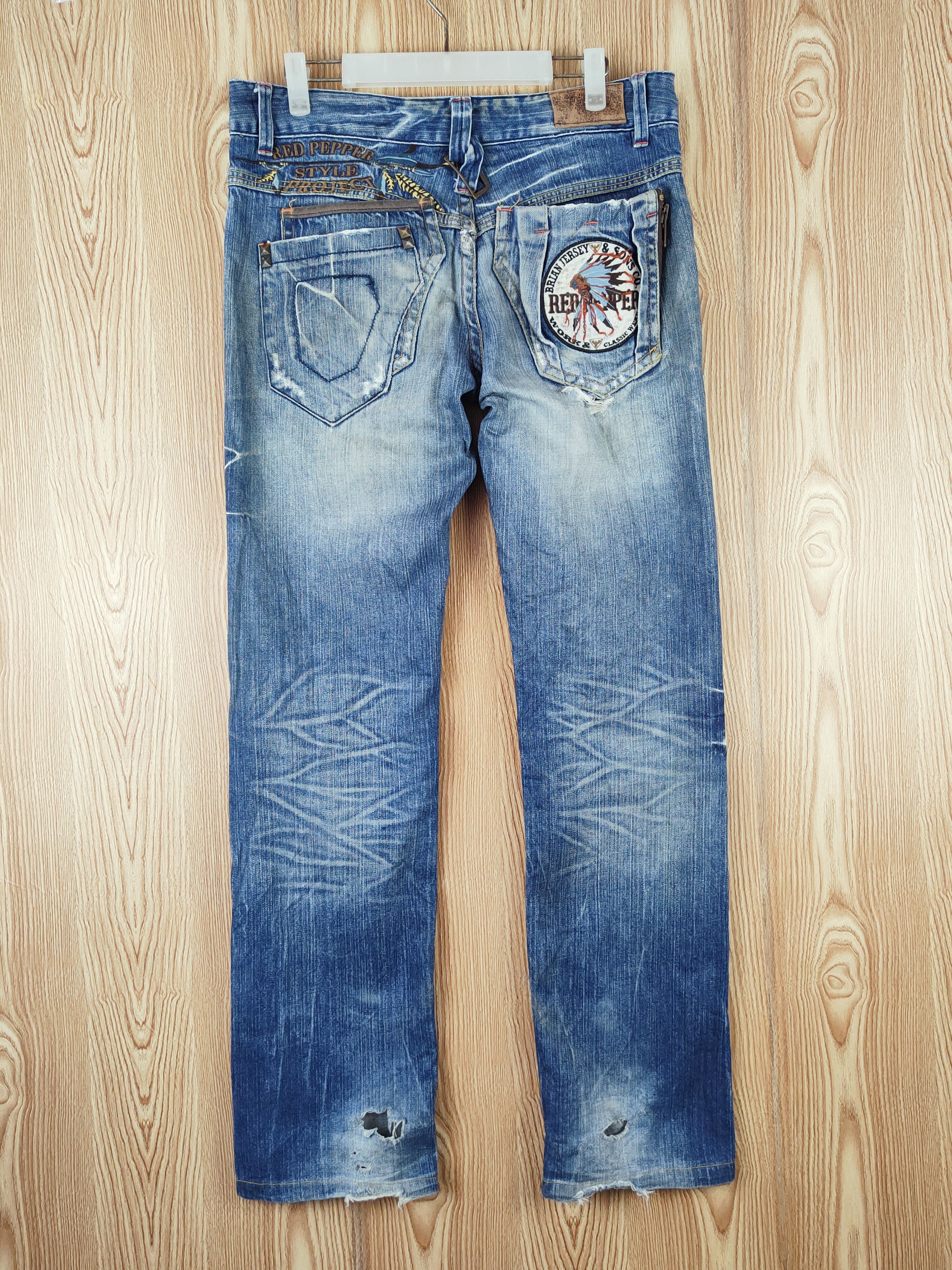 Japanese Brand Redpepper Blue Distressed Ripped Jeans #S2698 Size 31" - 9 Thumbnail