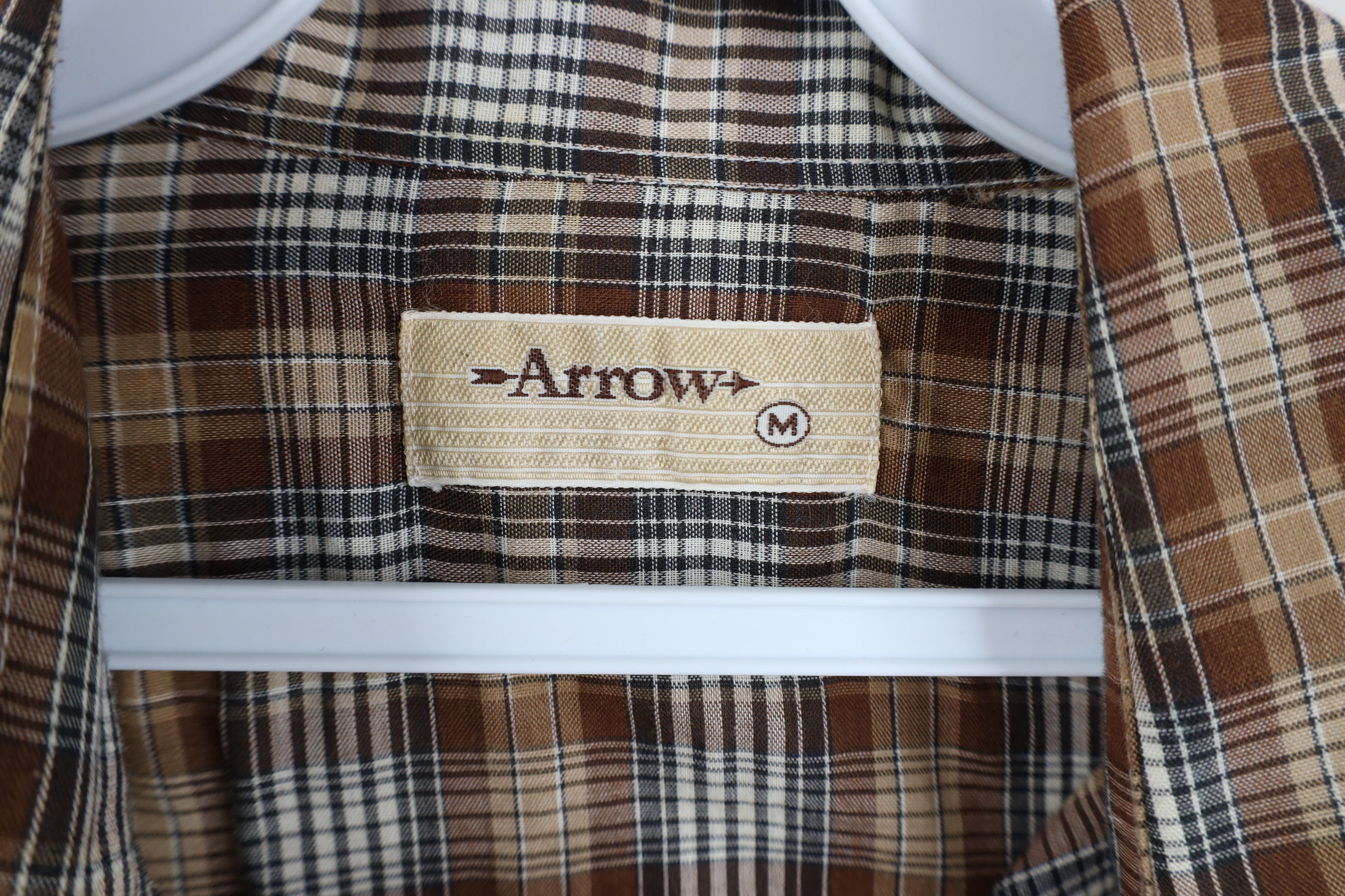 Vintage Vintage 70s Streetwear Collared Button Shirt Brown Plaid Size US M / EU 48-50 / 2 - 6 Thumbnail