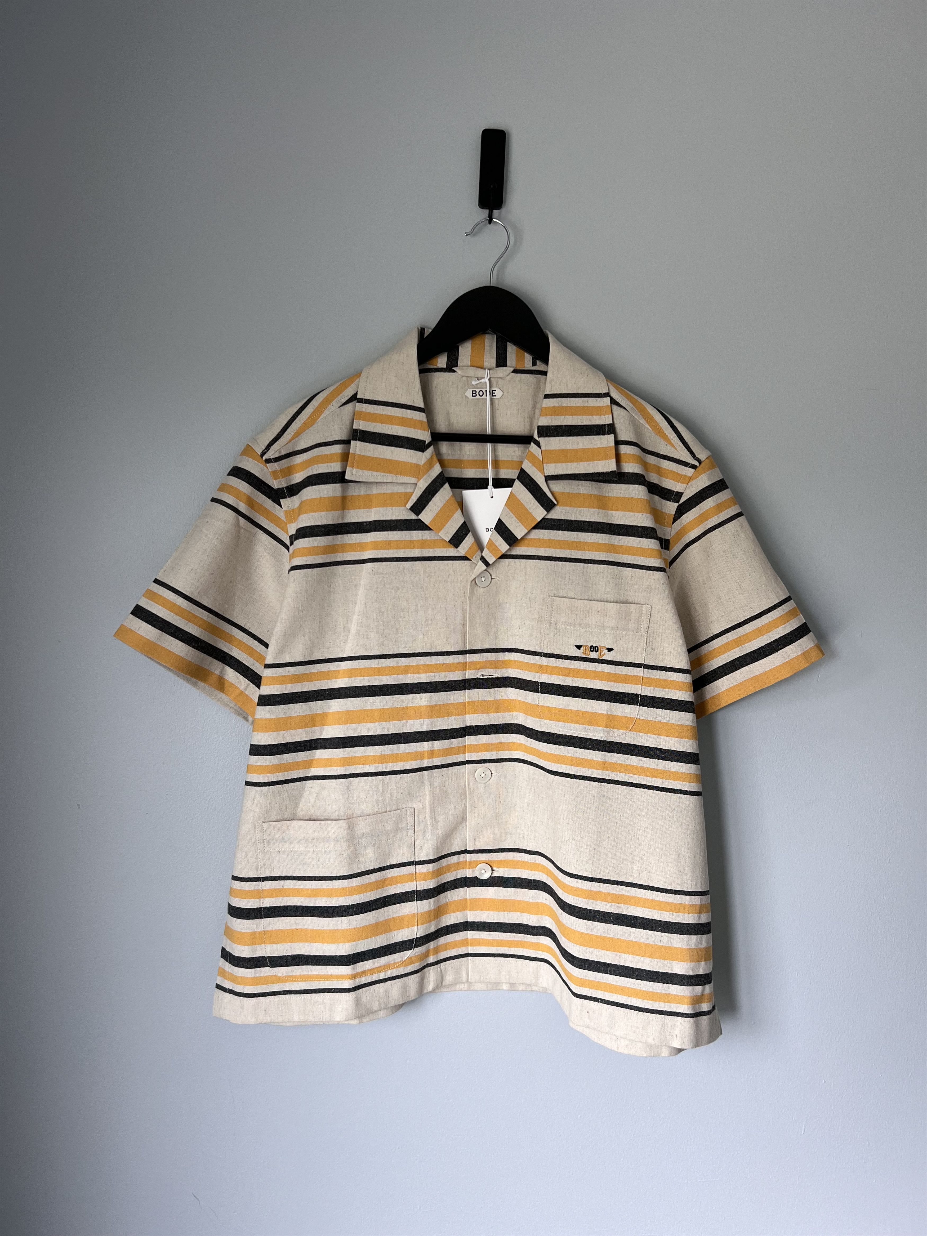 Bode Bode Namesake Stripe SS Shirt in Ecru Yellow Size US L / EU 52-54 / 3 - 1 Thumbnail