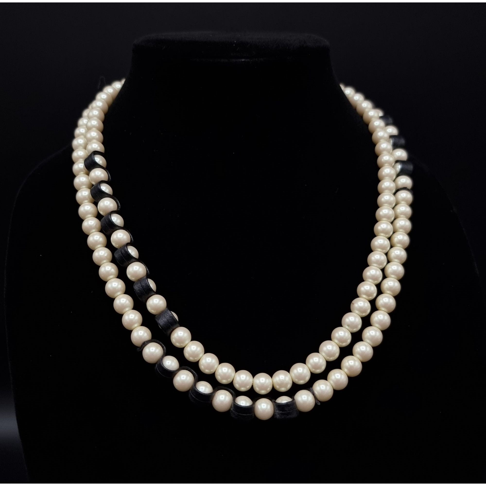 Kenneth Cole Kenneth Cole Long Faux Pearl & Black Bead Necklace With Adju Size ONE SIZE - 3 Thumbnail